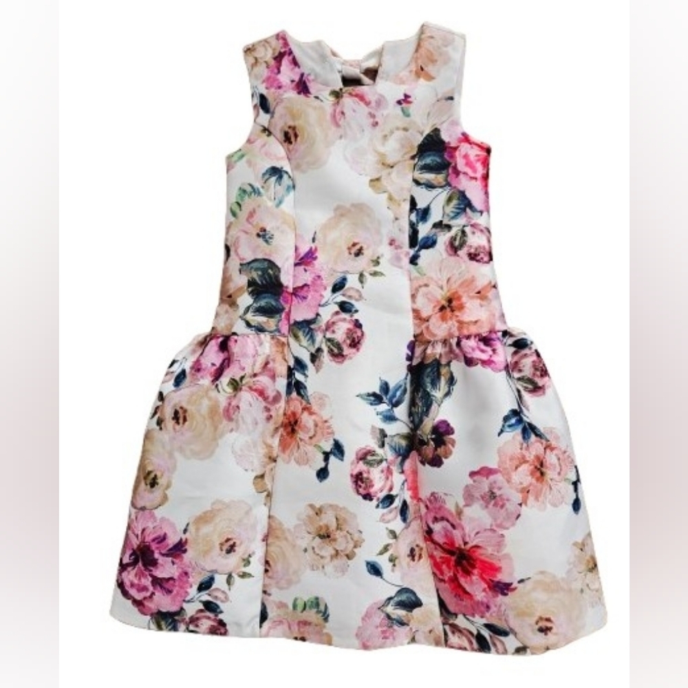 Bonnie Jean Girls Floral Bow Dress Size 6X Fit & Flare